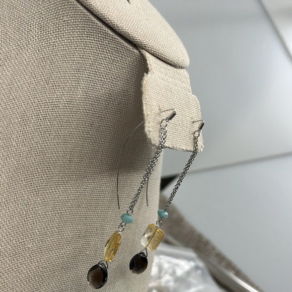 🌈 Rare Find Friday Rocks QVC Sterling Silver Gemstone Threader Earrings - Picture 9 of 12